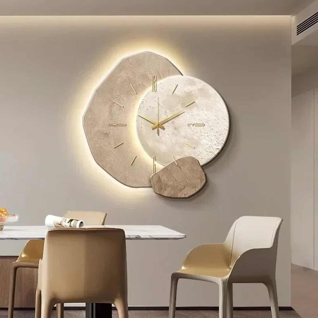 Wooden LED Wall Clock Modern Organic Design Silent Quartz Backlit | Lumfield