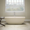 Freestanding Bathtub 67 Inch Matte White Solid Surface Soaking Tub Modern | Lumfield