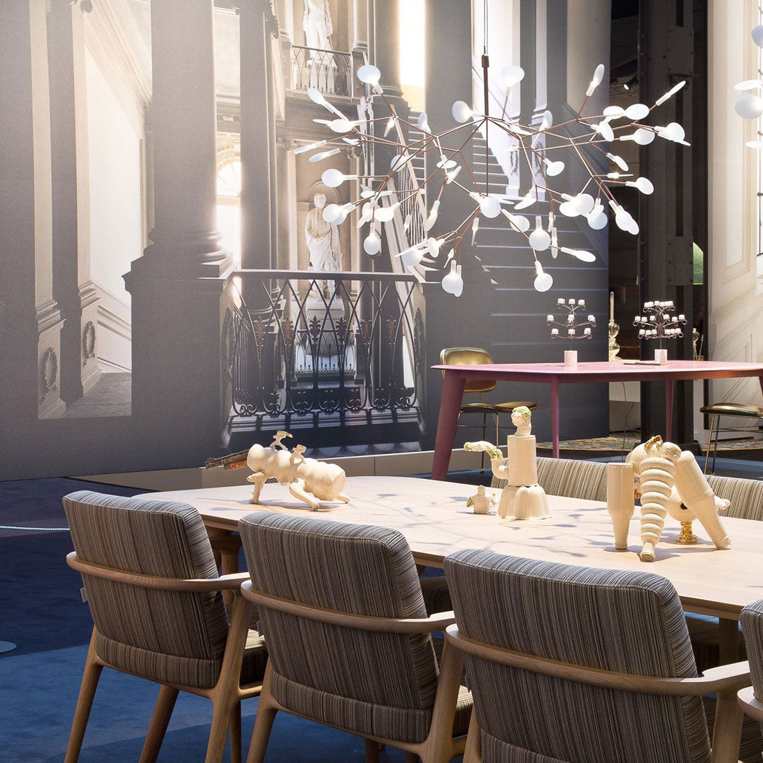 Heracleum Chandelier Organic LED Branch Design Black Rose Gold White Dimmable Remote High Ceiling | Lumfield