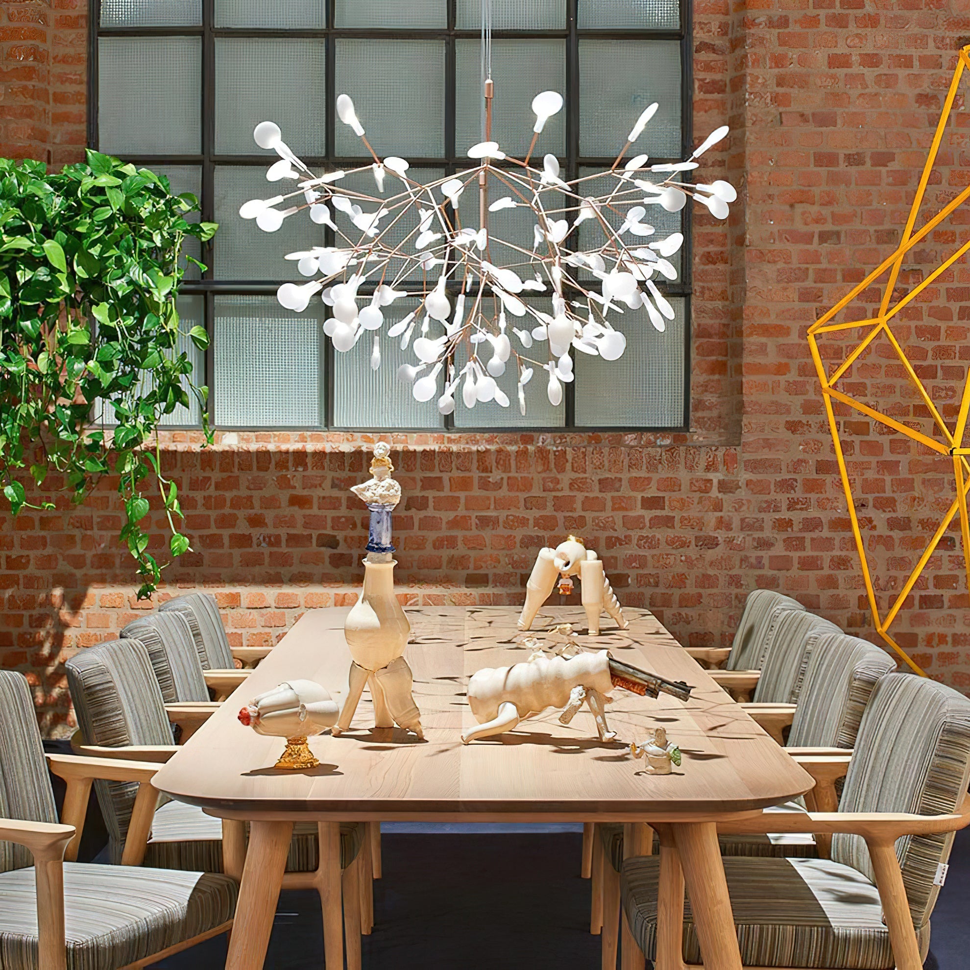 Heracleum Chandelier Organic LED Branch Design Black Rose Gold White Dimmable Remote High Ceiling | Lumfield