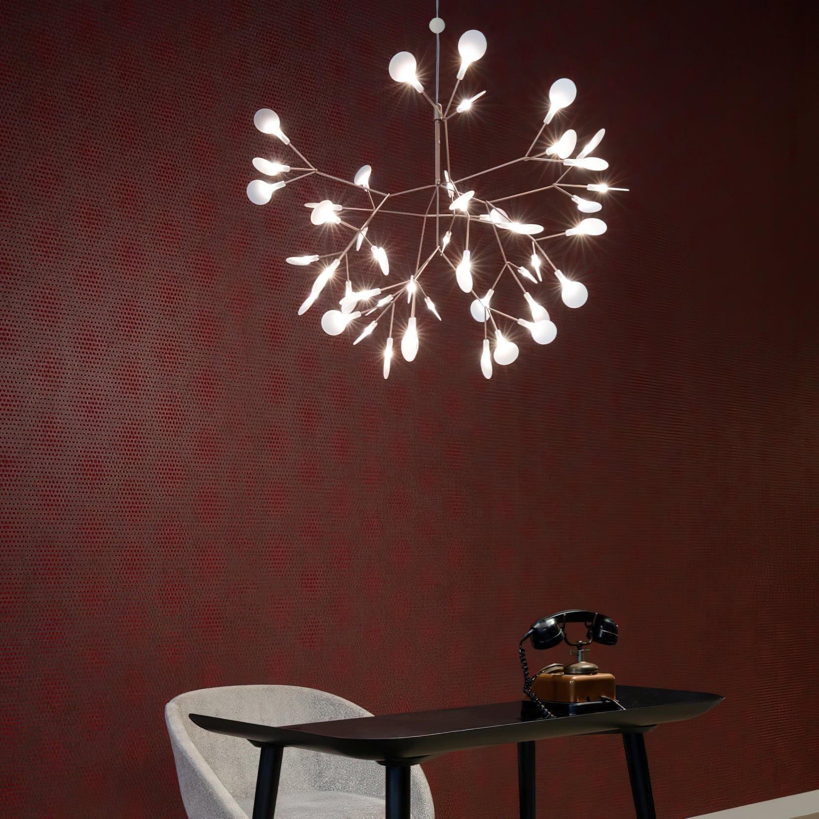 Heracleum Chandelier Organic LED Branch Design Black Rose Gold White Dimmable Remote High Ceiling | Lumfield