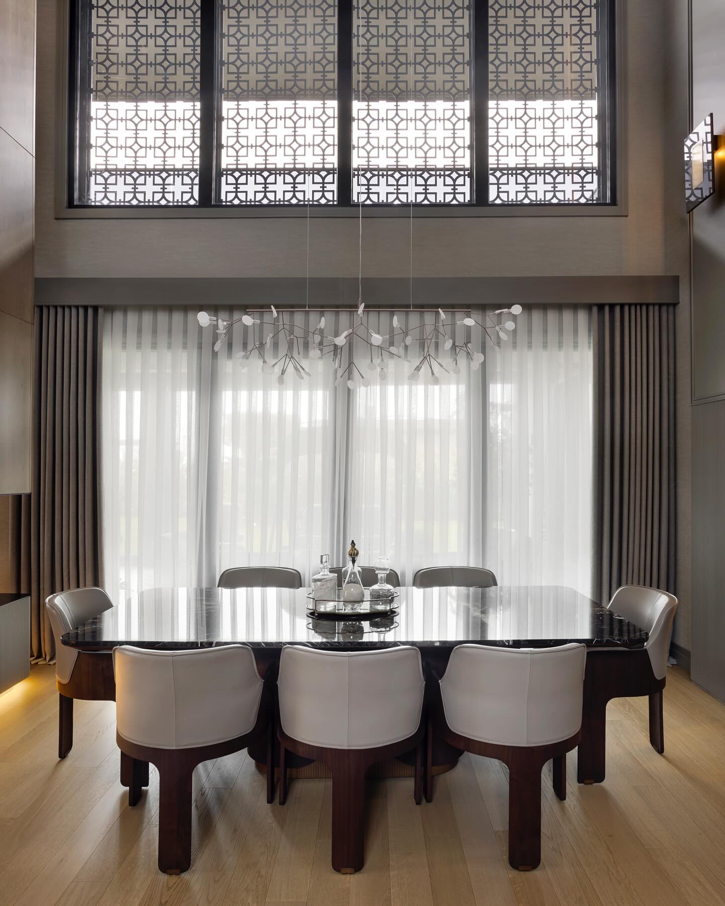 Heracleum Chandelier Organic LED Branch Design Black Rose Gold White Dimmable Remote High Ceiling | Lumfield