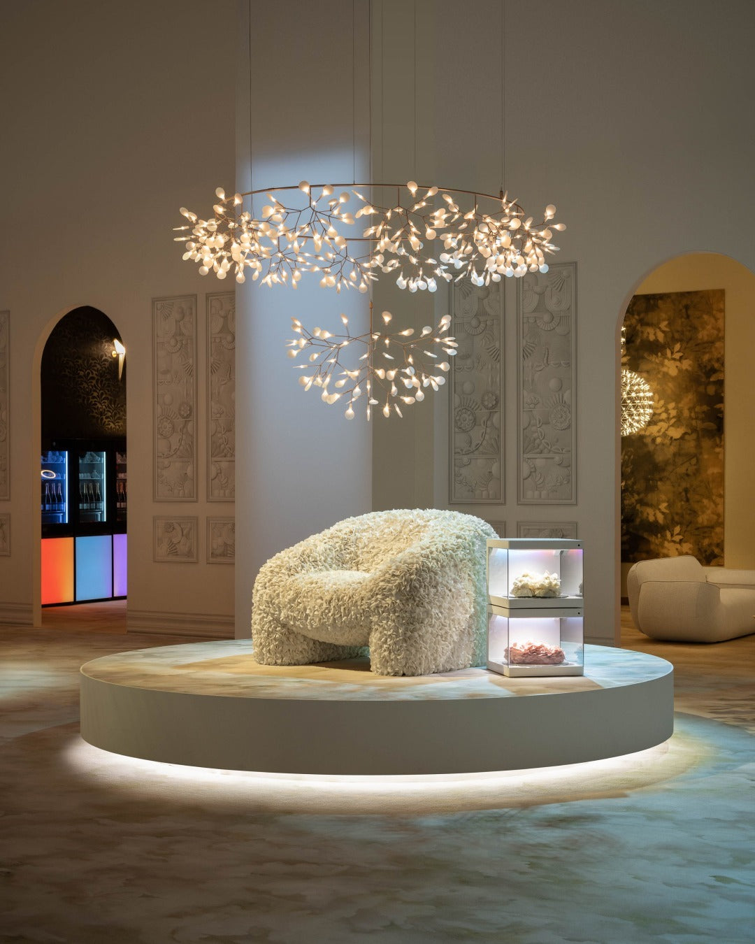 Heracleum Chandelier Organic LED Branch Design Black Rose Gold White Dimmable Remote High Ceiling | Lumfield