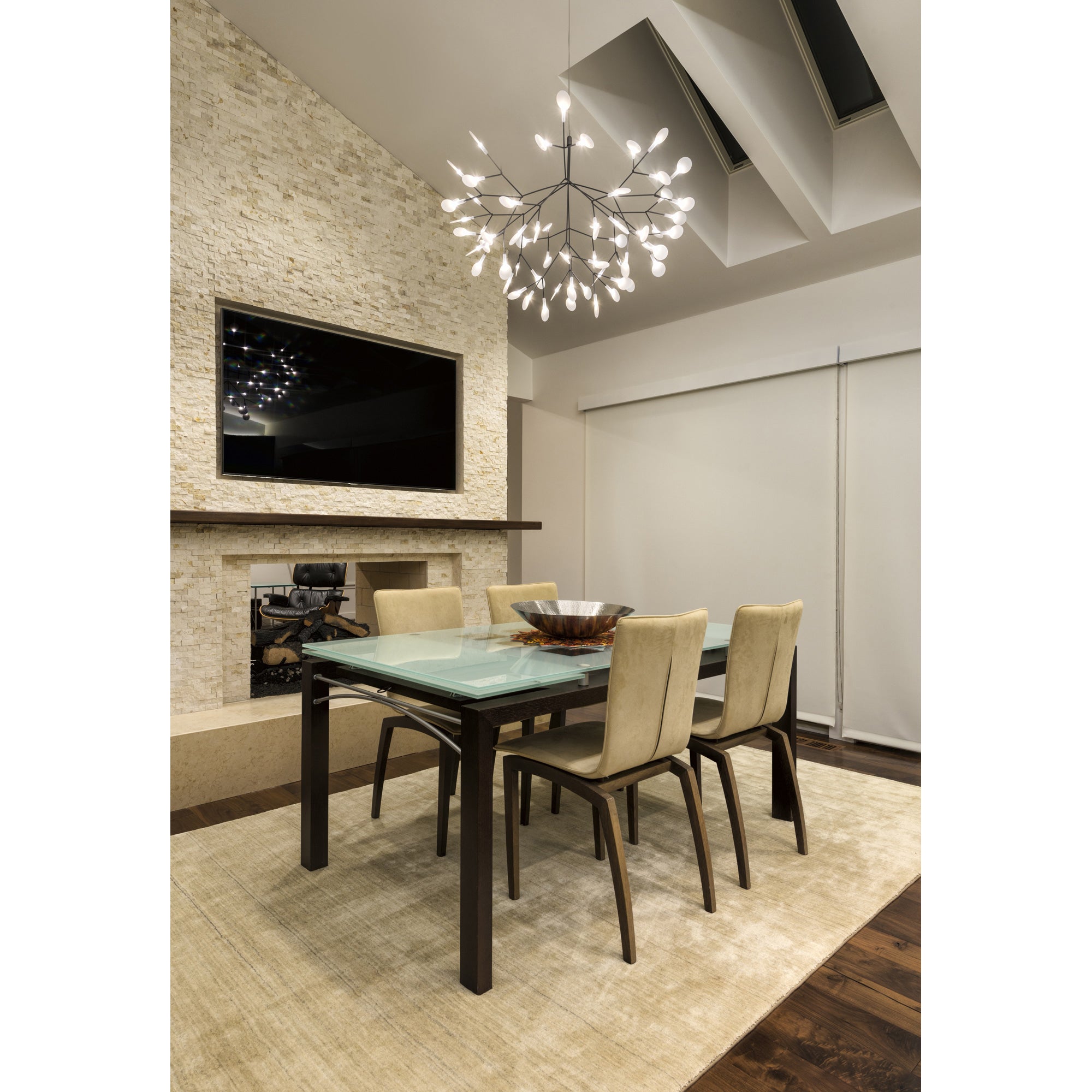 Heracleum Chandelier Organic LED Branch Design Black Rose Gold White Dimmable Remote High Ceiling | Lumfield