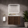 Floating Bathroom Vanity With Ribbed Walnut Front 31.5 Inch Wall Mounted Sink | Lumfield