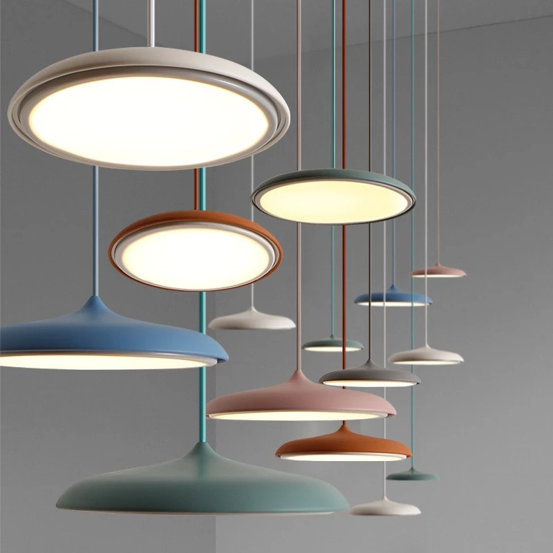 Scandinavian Ultra Thin Disc Pendant Light Diffused LED Modern Interior 25cm 40cm | Lumfield