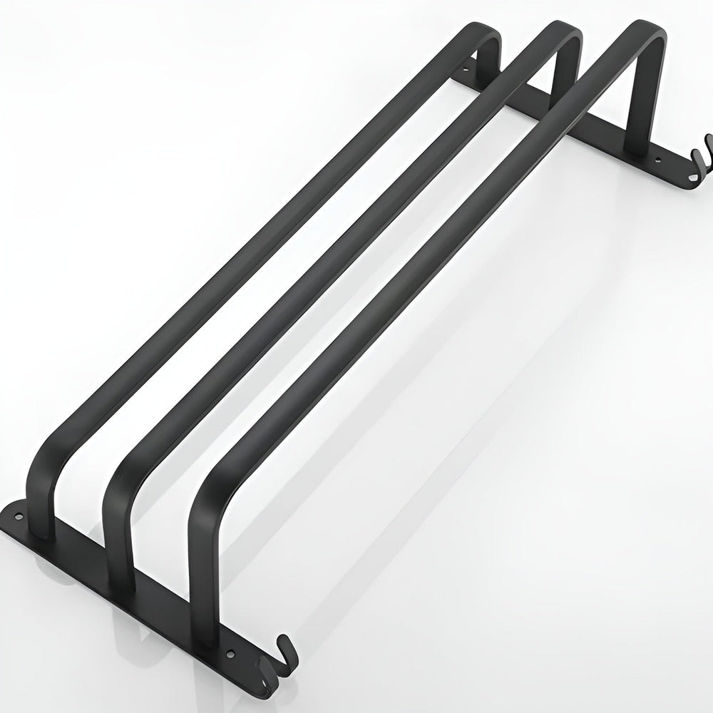 Wall Mounted Towel Rack Black Aluminum Bathroom 3 Bar | Lumfield