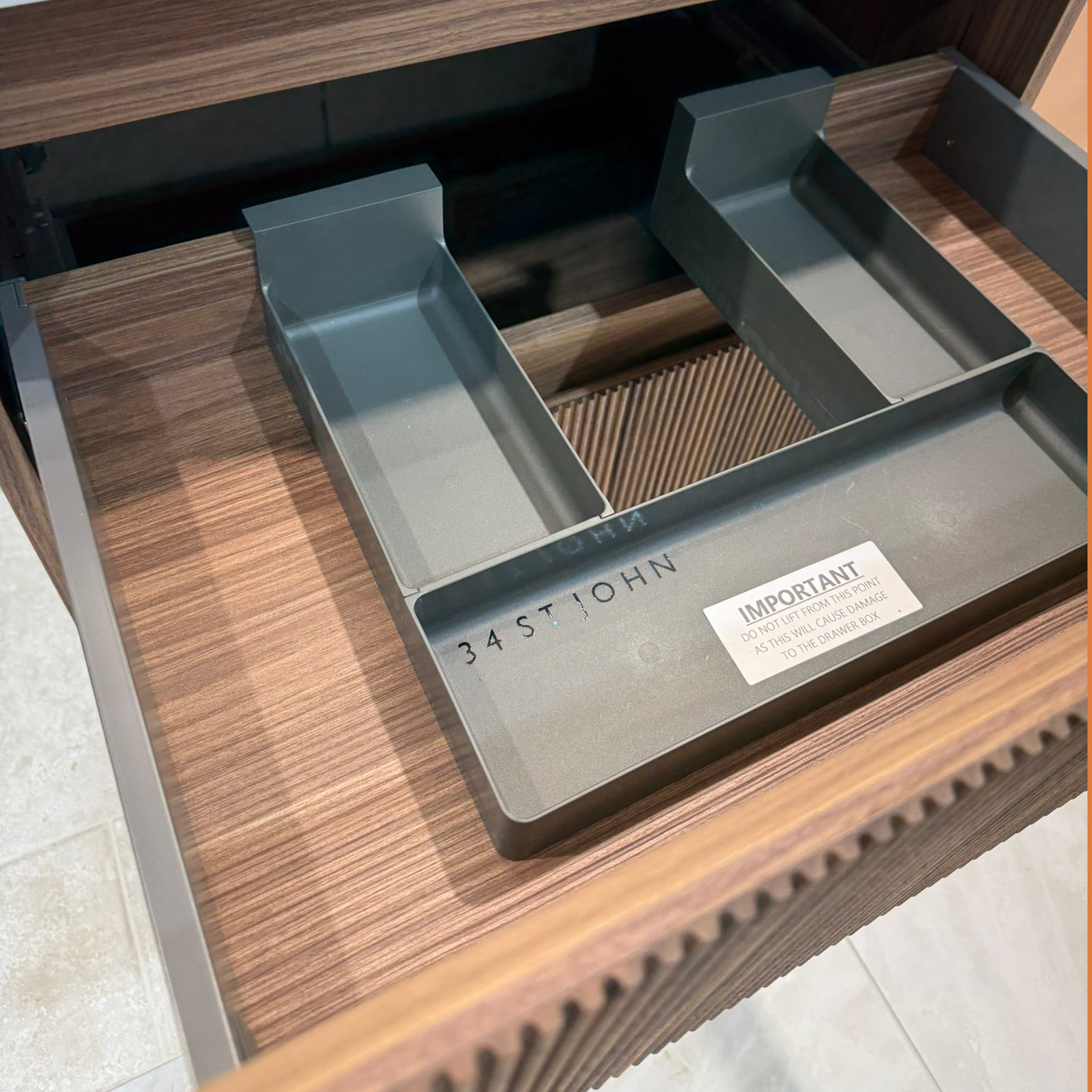 Floating Bathroom Vanity With Ribbed Walnut Front 31.5 Inch Wall Mounted Sink | Lumfield