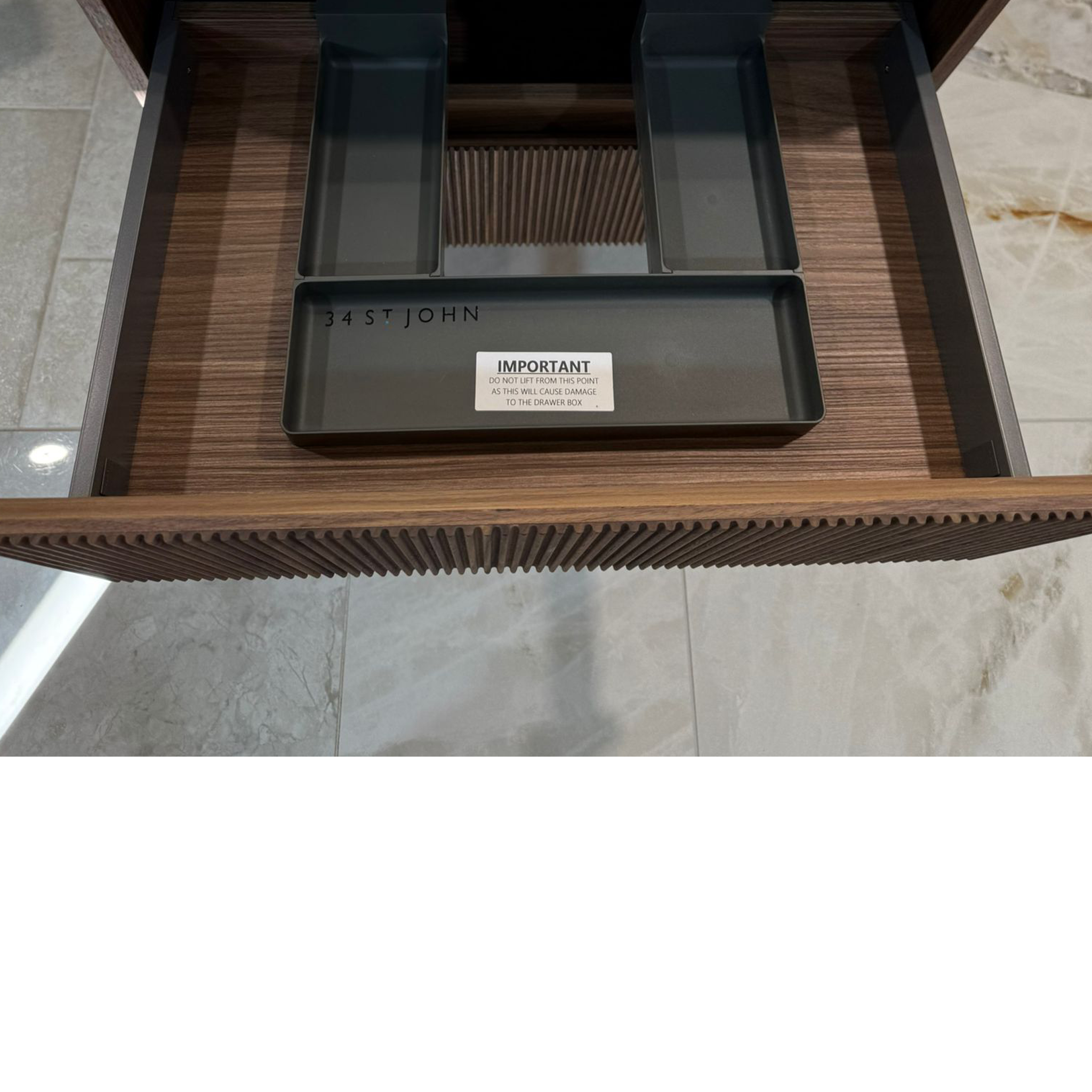 Floating Bathroom Vanity With Ribbed Walnut Front 31.5 Inch Wall Mounted Sink | Lumfield