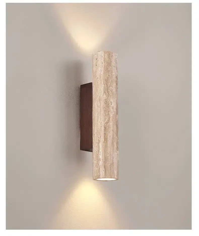Travertine Wall Light Natural Stone LED Modern Indoor Sconce 11 Inch 12.6 Inch | Lumfield