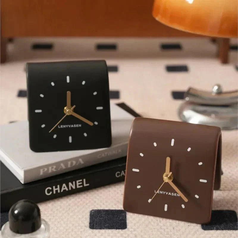 Ceramic Desk Clock Silent Quartz Minimalist Modern Table Clock Decorative Accent | Lumfield