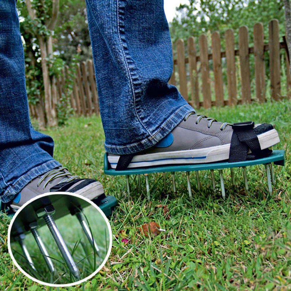 Lawn Aerator Shoes With Iron Spikes Adjustable 12 Inch | Lumfield
