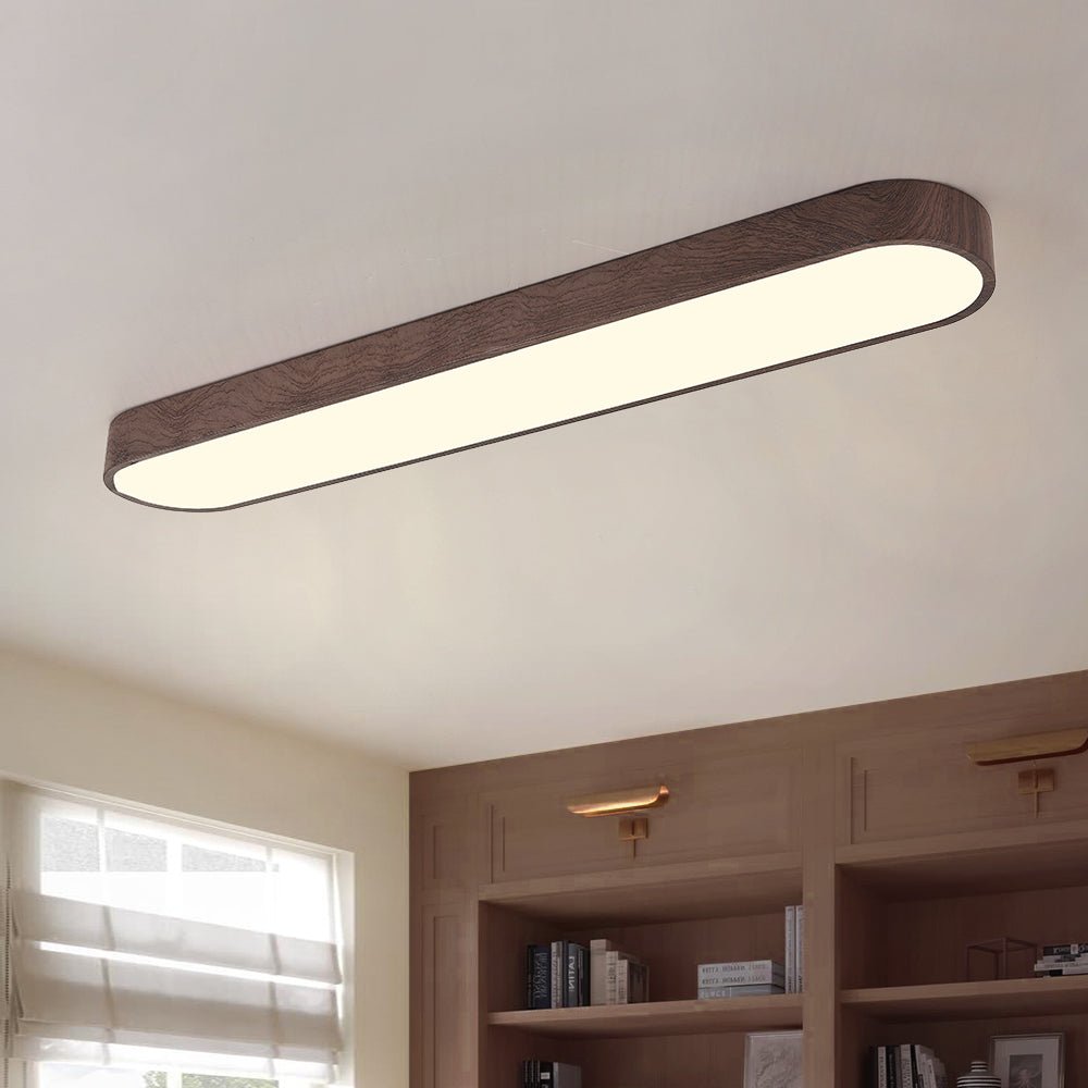LED Ceiling Light Oval Wood Accent Flush Mount 24W 36W | Lumfield