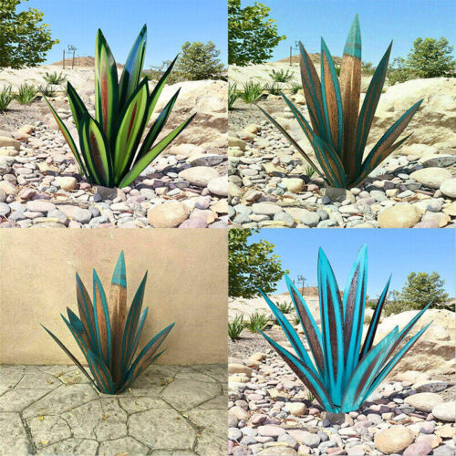 Metal Agave Garden Sculpture Rustic Iron Outdoor Yard Decor Stake | Lumfield