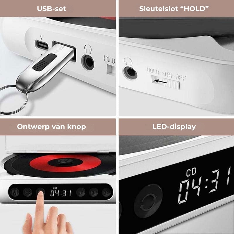 Portable CD Player Bluetooth 5.3 Rechargeable 2000mAh USB-C MP3 Wireless Headphones Speakers | Lumfield