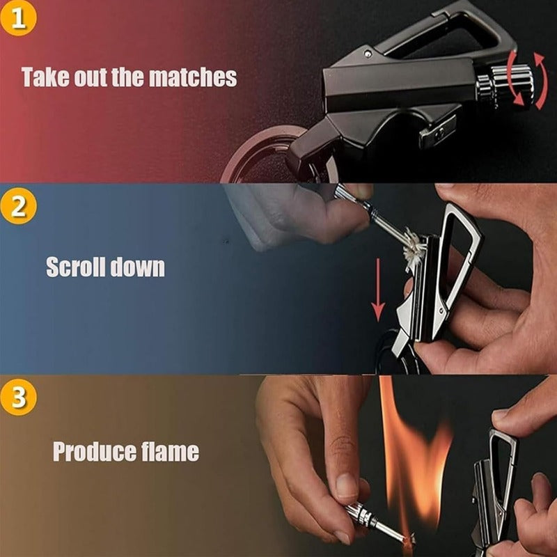 Permanent Match Keychain 3 In 1 Survival Lighter Bottle Opener | Lumfield