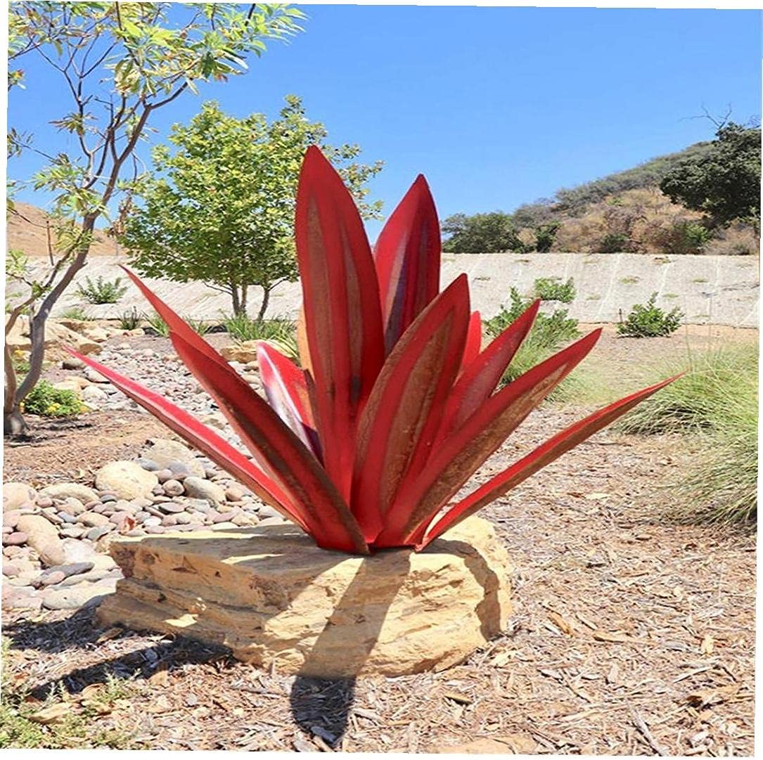 Metal Agave Garden Sculpture Rustic Iron Outdoor Yard Decor Stake | Lumfield