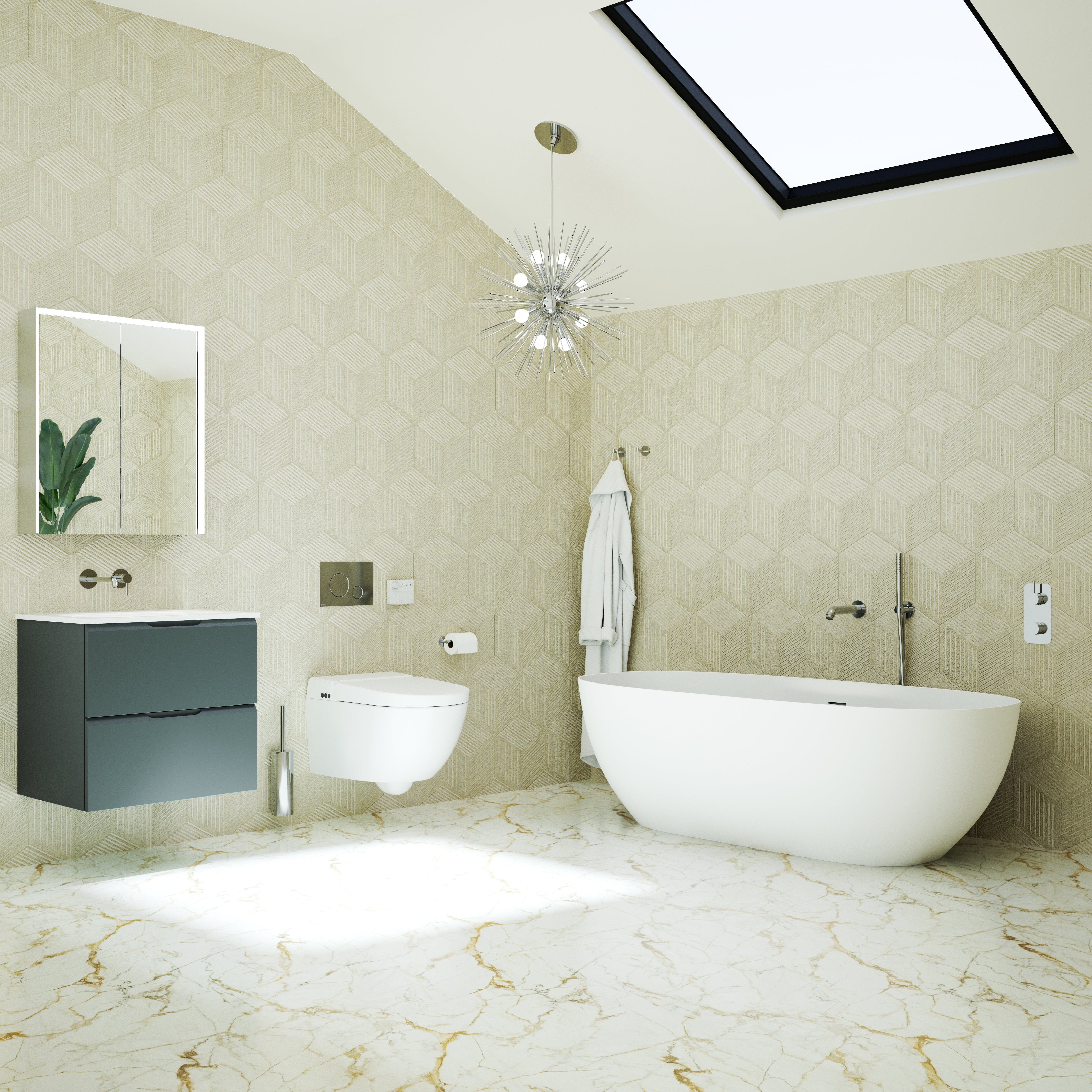 Freestanding Bathtub 63 Inch Matte White Solid Surface Soaking Tub Modern | Lumfield