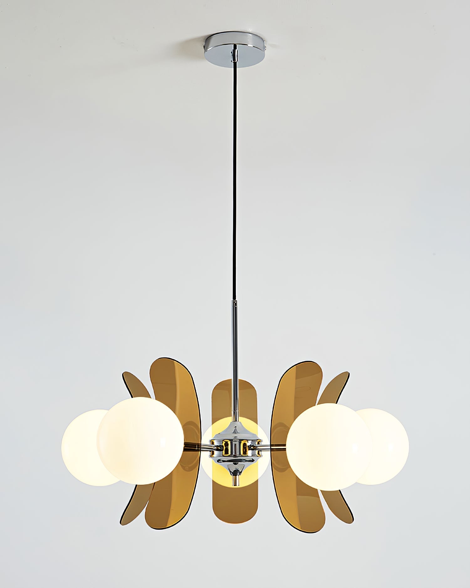 Sputnik Chandelier Chrome Iron Colored Acrylic White Glass Multi-Light Modern Dining Room Living Room | Lumfield