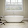 Freestanding Bathtub 63 Inch Matte White Solid Surface Soaking Tub Modern | Lumfield