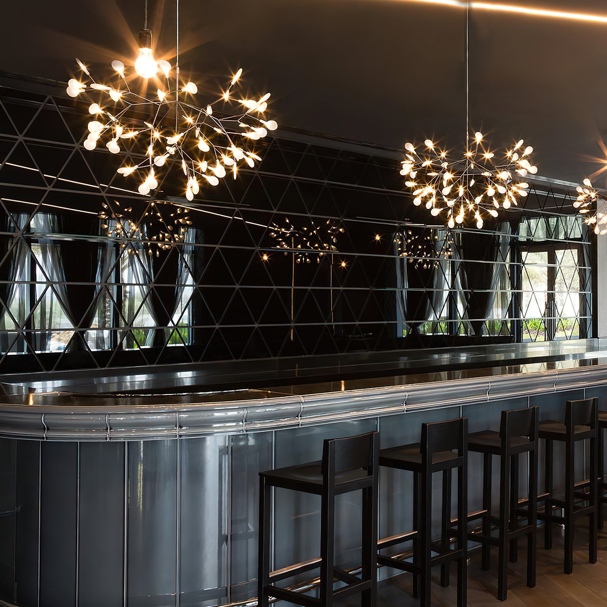 Heracleum Chandelier Organic LED Branch Design Black Rose Gold White Dimmable Remote High Ceiling | Lumfield