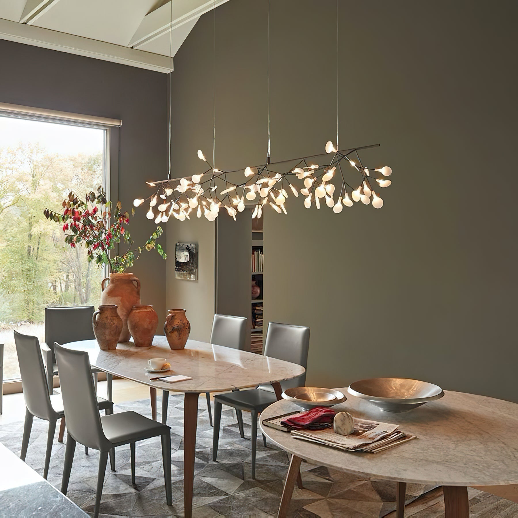 Heracleum Chandelier Organic LED Branch Design Black Rose Gold White Dimmable Remote High Ceiling | Lumfield