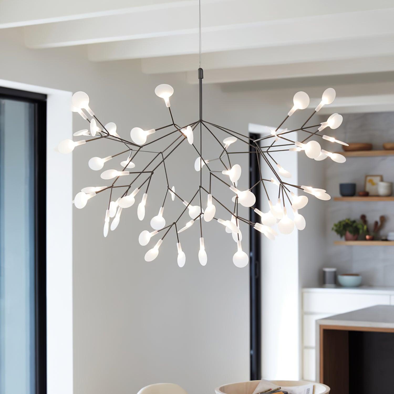 Heracleum Chandelier Organic LED Branch Design Black Rose Gold White Dimmable Remote High Ceiling | Lumfield