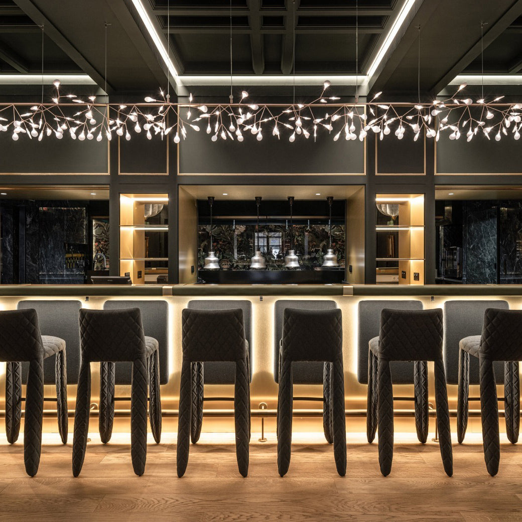 Heracleum Chandelier Organic LED Branch Design Black Rose Gold White Dimmable Remote High Ceiling | Lumfield