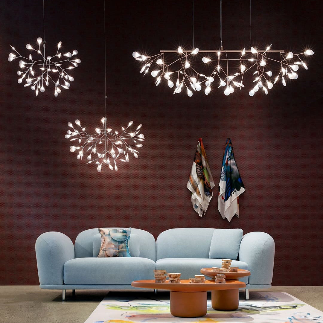 Heracleum Chandelier Organic LED Branch Design Black Rose Gold White Dimmable Remote High Ceiling | Lumfield