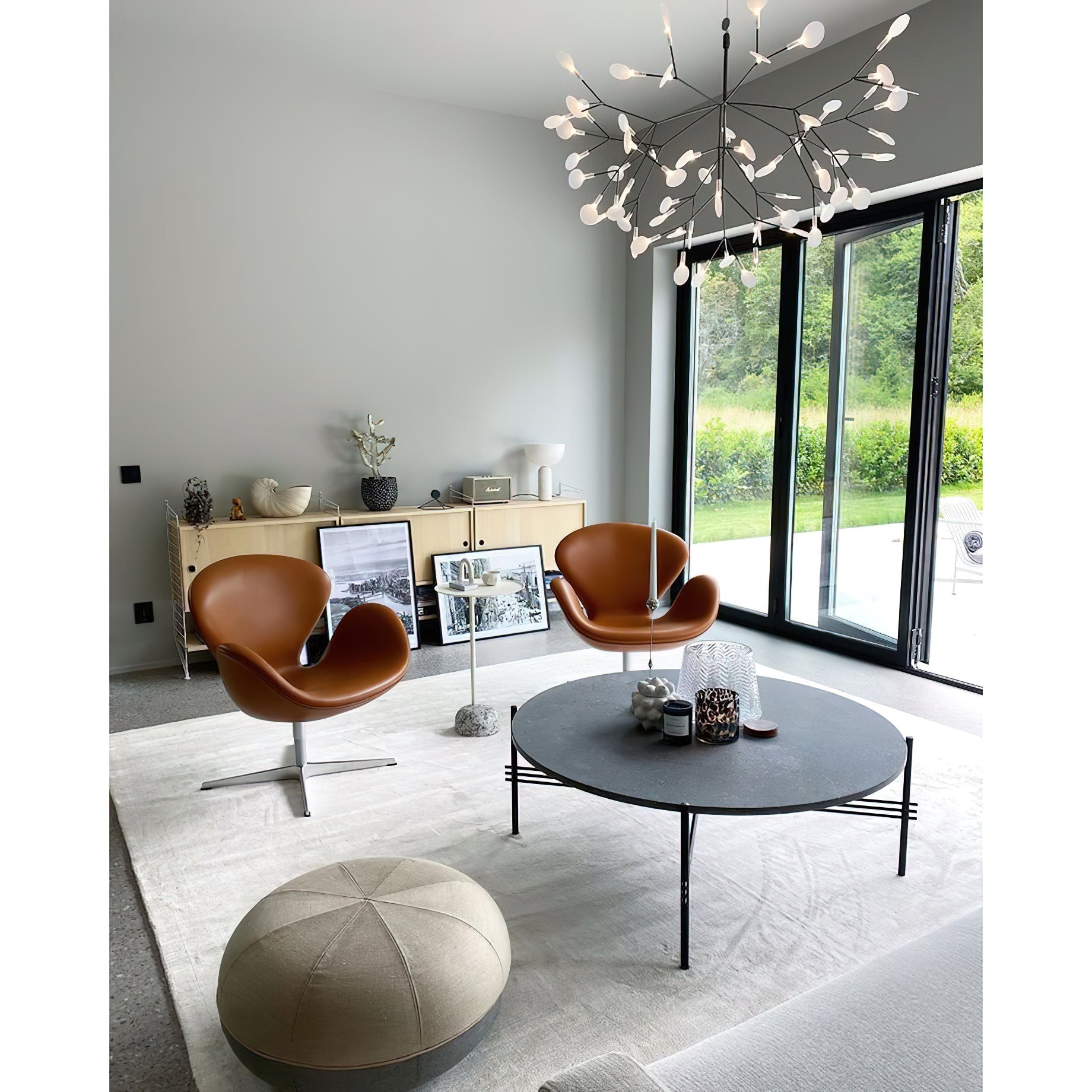Heracleum Chandelier Organic LED Branch Design Black Rose Gold White Dimmable Remote High Ceiling | Lumfield