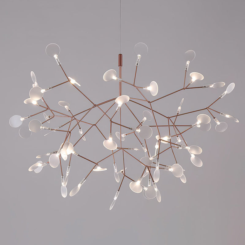 Heracleum Chandelier Organic LED Branch Design Black Rose Gold White Dimmable Remote High Ceiling | Lumfield