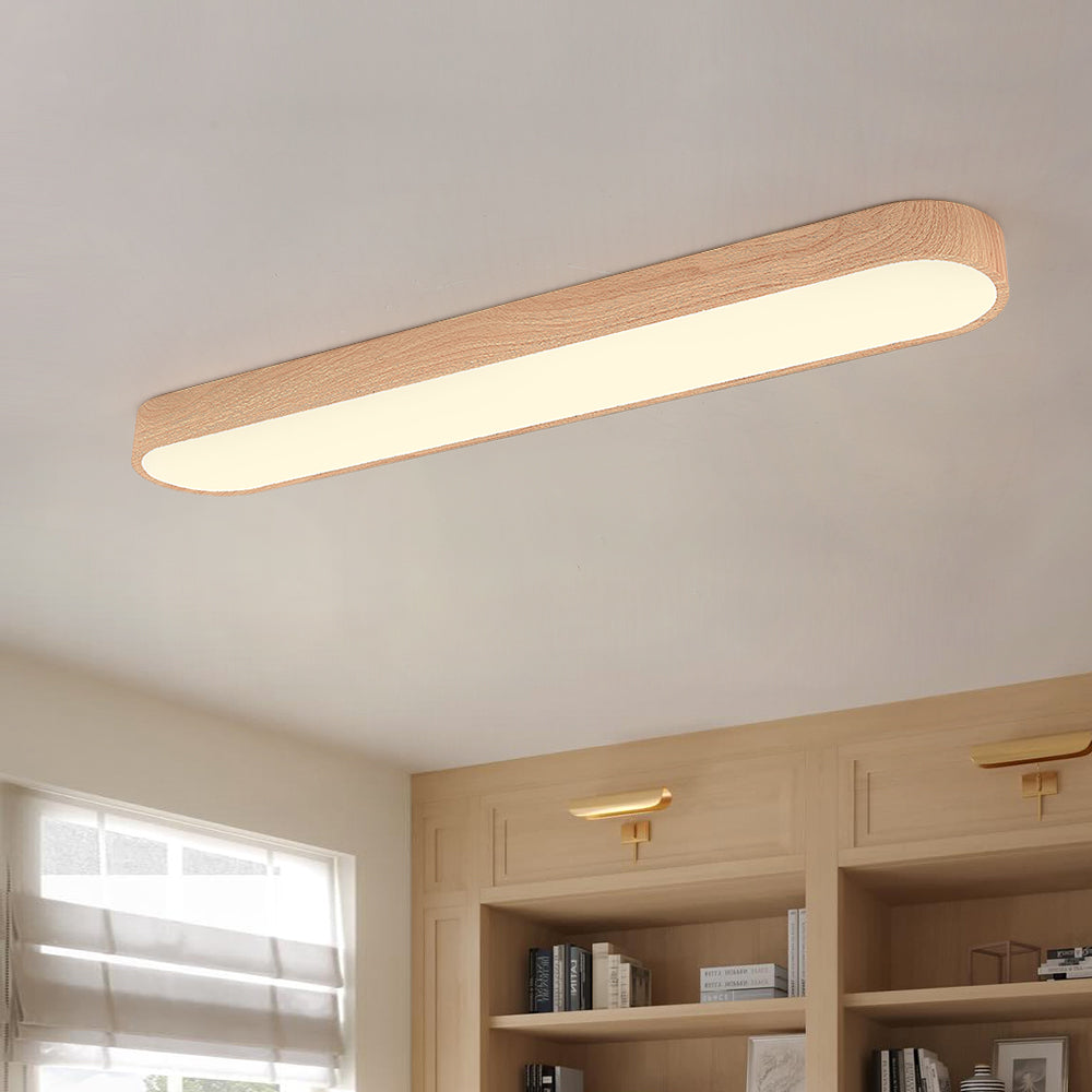 LED Ceiling Light Oval Wood Accent Flush Mount 24W 36W | Lumfield