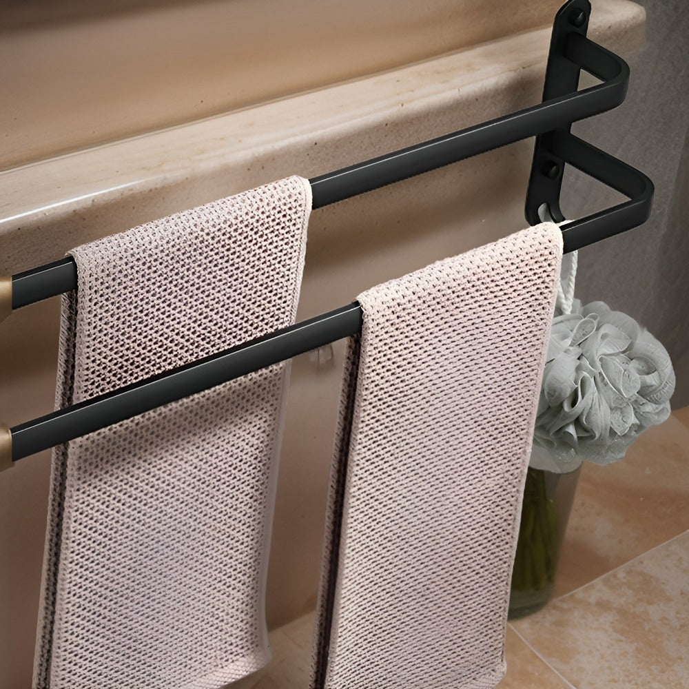 Wall Mounted Towel Rack Black Aluminum Bathroom 3 Bar | Lumfield
