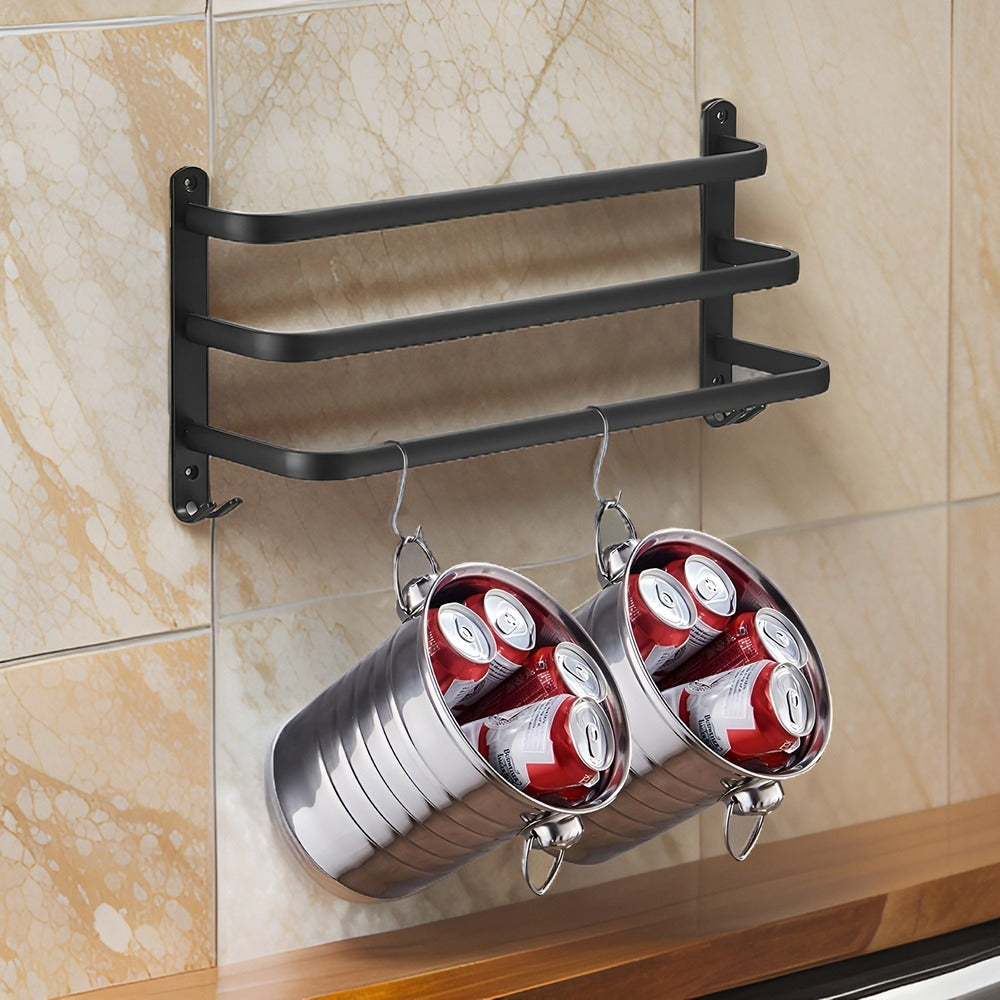 Wall Mounted Towel Rack Black Aluminum Bathroom 3 Bar | Lumfield
