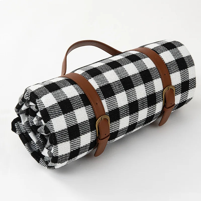 Waterproof Picnic Blanket Checkered With Carry Strap 59x79 Or 79x79 Inch | Lumfield