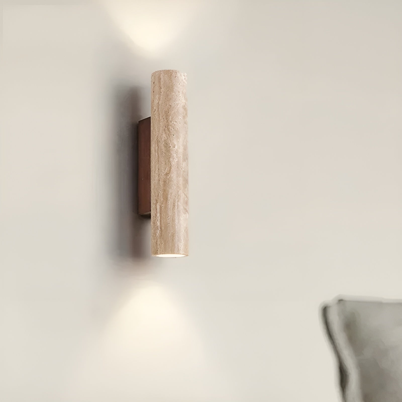 Travertine Wall Light Natural Stone LED Modern Indoor Sconce 11 Inch 12.6 Inch | Lumfield