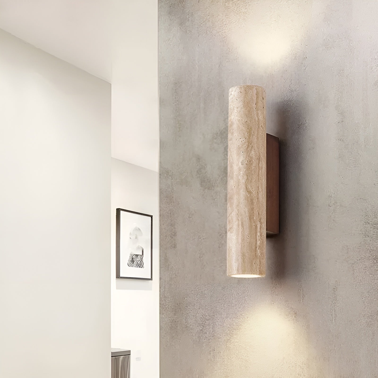 Travertine Wall Light Natural Stone LED Modern Indoor Sconce 11 Inch 12.6 Inch | Lumfield