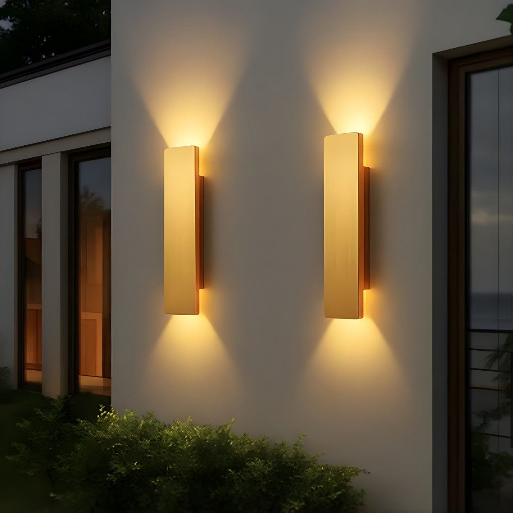 Gold Outdoor Wall Light LED Waterproof Aluminum 8 16 24 Inch | Lumfield
