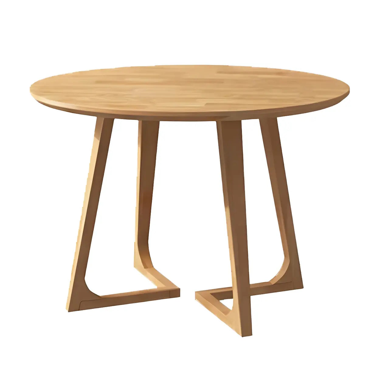Round Wooden Dining Table Interlock Base Solid Wood Walnut Or Natural 35 Inch Modern Small Space | Lumfield