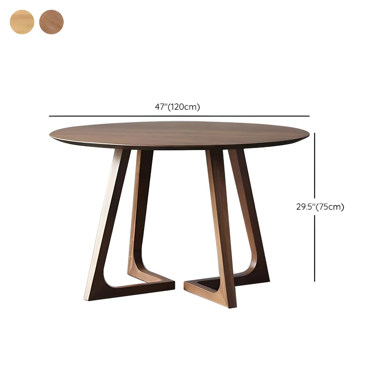 Round Wooden Dining Table Interlock Base Solid Wood Walnut Or Natural 35 Inch Modern Small Space | Lumfield