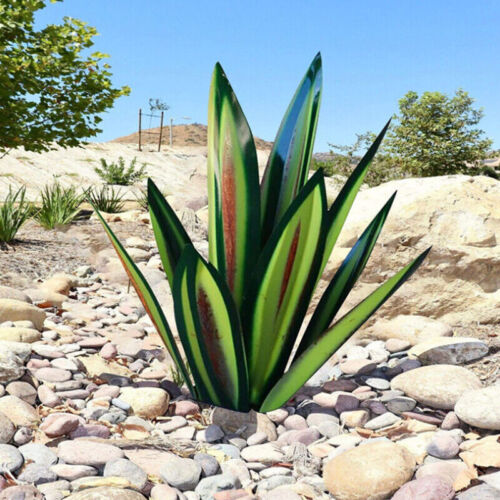 Metal Agave Garden Sculpture Rustic Iron Outdoor Yard Decor Stake | Lumfield