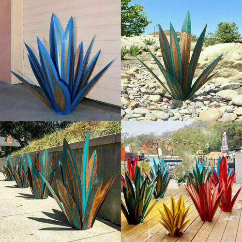 Metal Agave Garden Sculpture Rustic Iron Outdoor Yard Decor Stake | Lumfield